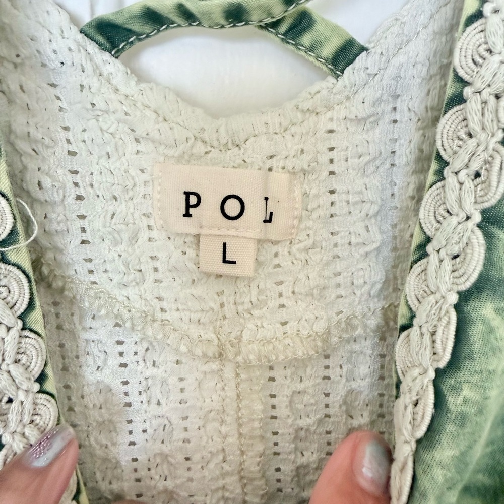 POL Green Boho Crochet-Trim Tank Top - Picture 2 of 8